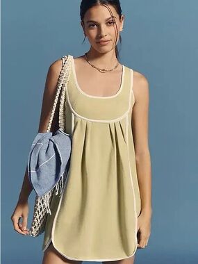 Nwot at play Olive Green Sleeveless Mini Dress with Contrast Trim